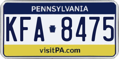 PA license plate KFA8475
