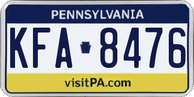 PA license plate KFA8476