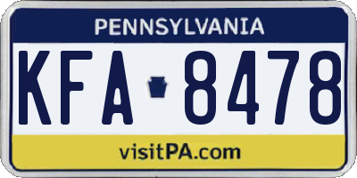 PA license plate KFA8478