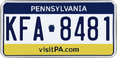 PA license plate KFA8481
