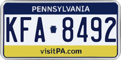 PA license plate KFA8492