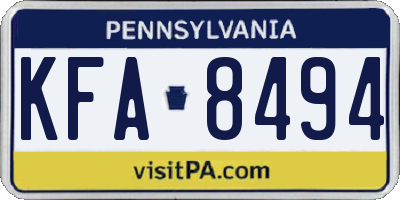PA license plate KFA8494