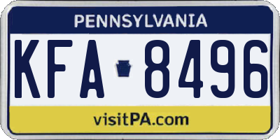 PA license plate KFA8496