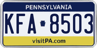 PA license plate KFA8503