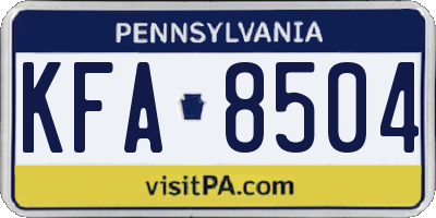 PA license plate KFA8504
