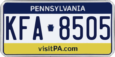 PA license plate KFA8505
