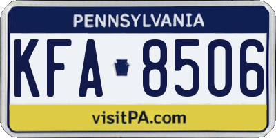 PA license plate KFA8506