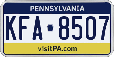 PA license plate KFA8507