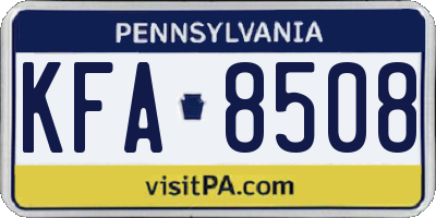 PA license plate KFA8508