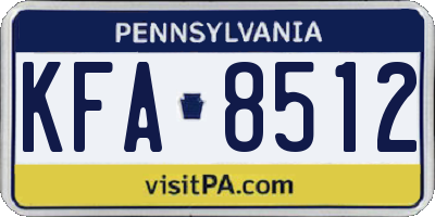 PA license plate KFA8512