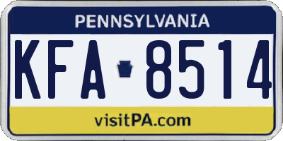 PA license plate KFA8514
