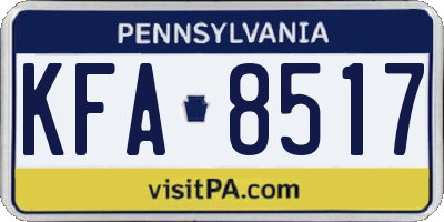 PA license plate KFA8517