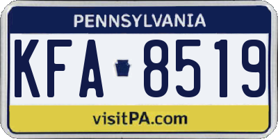 PA license plate KFA8519