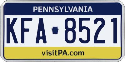 PA license plate KFA8521