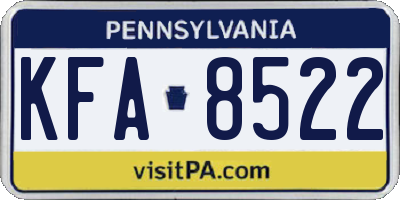 PA license plate KFA8522