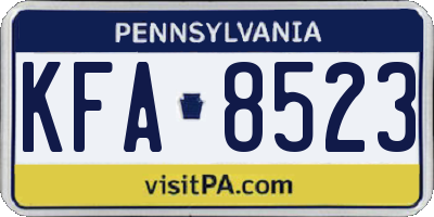 PA license plate KFA8523