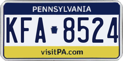 PA license plate KFA8524