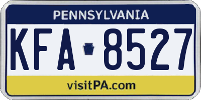 PA license plate KFA8527
