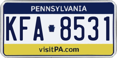 PA license plate KFA8531