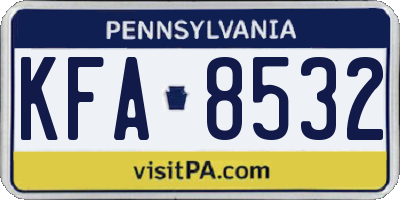 PA license plate KFA8532