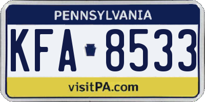 PA license plate KFA8533