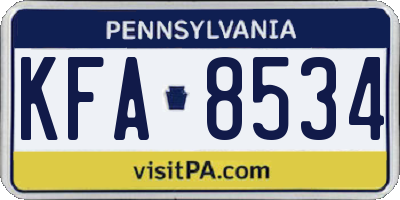 PA license plate KFA8534