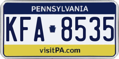 PA license plate KFA8535