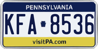 PA license plate KFA8536