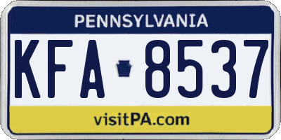 PA license plate KFA8537
