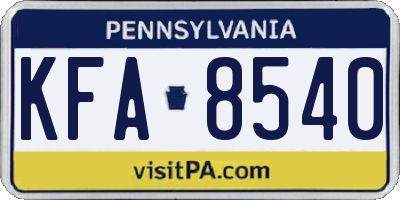 PA license plate KFA8540