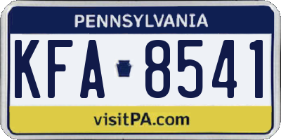 PA license plate KFA8541