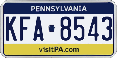 PA license plate KFA8543