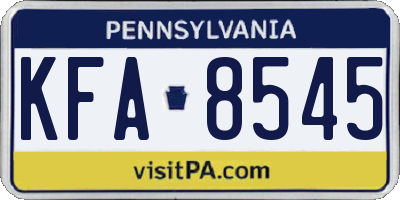 PA license plate KFA8545