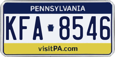 PA license plate KFA8546