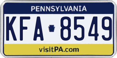 PA license plate KFA8549