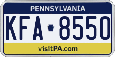 PA license plate KFA8550