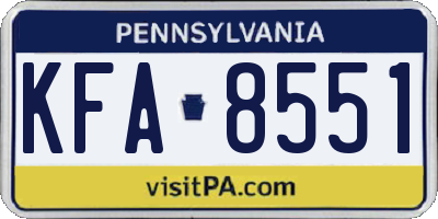 PA license plate KFA8551