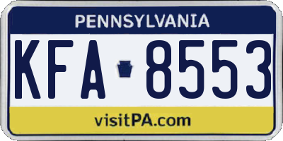 PA license plate KFA8553