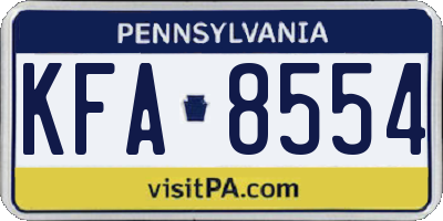 PA license plate KFA8554