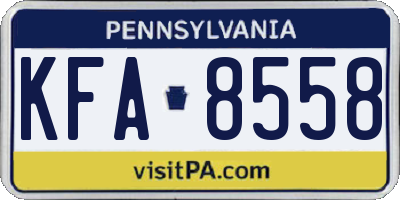 PA license plate KFA8558