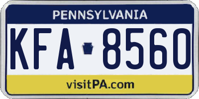 PA license plate KFA8560