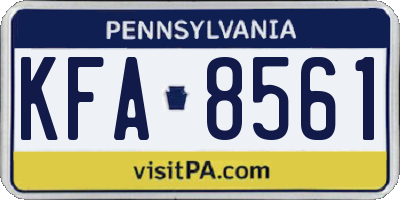 PA license plate KFA8561