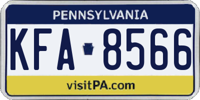 PA license plate KFA8566