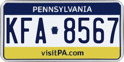 PA license plate KFA8567