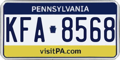 PA license plate KFA8568