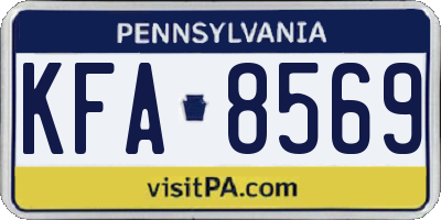 PA license plate KFA8569