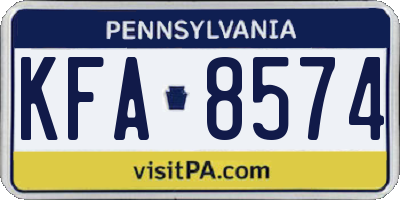 PA license plate KFA8574