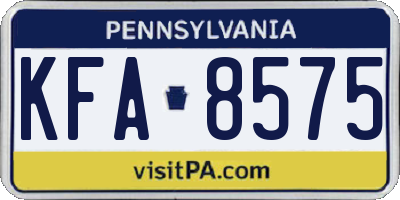 PA license plate KFA8575