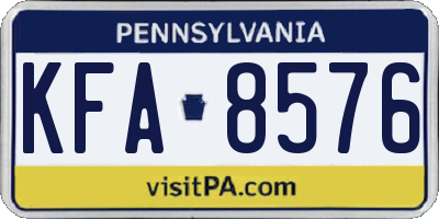 PA license plate KFA8576