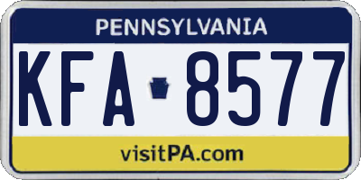 PA license plate KFA8577